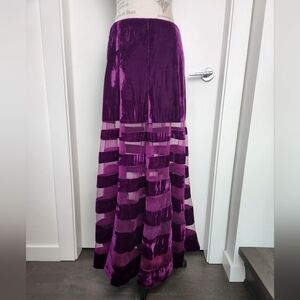 Purple Velvet Pure Silk Maxi Skirt